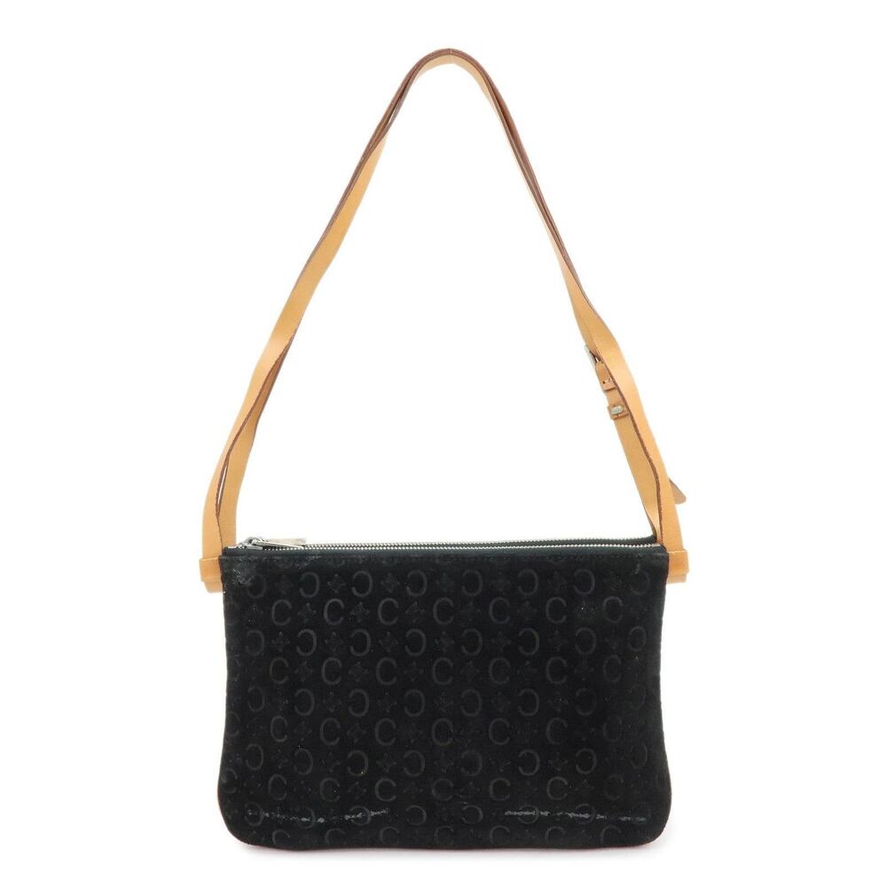 Celine Macadam Suede Shoulder Bag Black